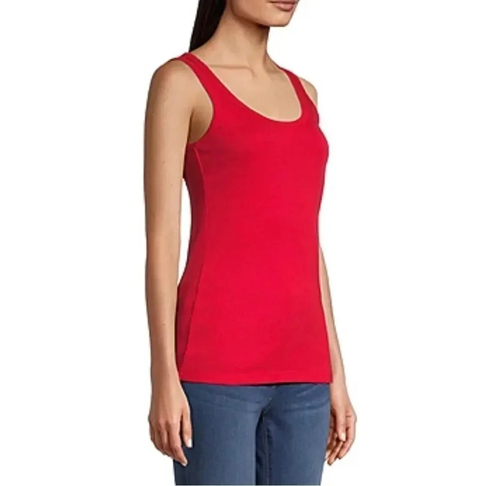 St John’s Bay Medium Red Womens Scoop Neck Sleeveless Tank Top